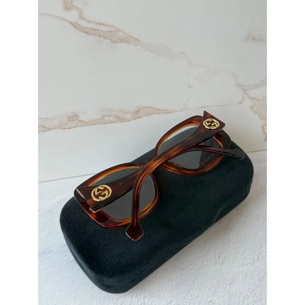 NEW Gucci GG1236O Havana Brown Square Eyeglasses Frames